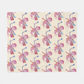 ピンクウォーターカラーフェアリースケッチフリースブランケット フリースブランケット (正面(横))