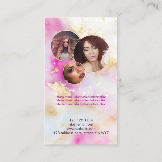 ピンクウォーターカラーフェミニンソーシャルメディアガーリー 名刺 (裏面)
