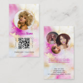 ピンクウォーターカラーフェミニンソーシャルメディアガーリー 名刺 (正面/裏面)