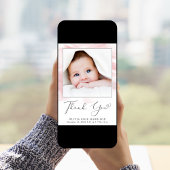 ピンクウォーターカラーフォトベビーガール誕生 案内状