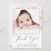 ピンクウォーターカラーフォトベビーガール誕生 案内状 (正面)