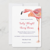 ピンクウォーターカラーフラミンゴビーチ結婚式招待状 招待状 (正面)