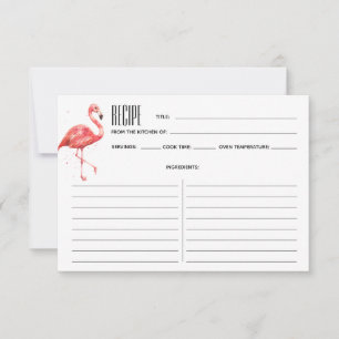 ピンクウォーターカラーフラミンゴレシピカード
