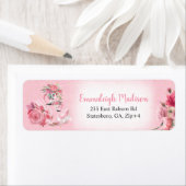 ピンクウォーターカラーフラミンゴ差出人住所 ラベル (インサイチュ)