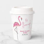 ピンクウォーターカラーフラミンゴ誕生日パーティー 紙コップ (裏面)