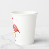 ピンクウォーターカラーフラミンゴ金ゴールドグリッター誕生日 紙コップ (左)