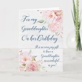 ピンクウォーターカラーフラワーズグランドドーター誕生日 カード (正面)