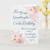 ピンクウォーターカラーフラワーズグランドドーター誕生日 カード (黄色い花)
