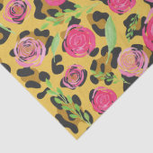 ピンクウォーターカラーフラワーズヒョウアニマルプリント 薄葉紙 (詳細)