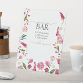 ピンクウォーターカラーフラワーズブライダルシャワーミモザバー 台座サイン (インサイチュ)