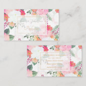 ピンクウォーターカラーフラワーズホワイトデザイン 名刺 (正面/裏面)