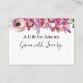 ピンクウォーターカラーフラワーノラップブライダルシャワー エンクロージャーカード (裏面)