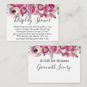 ピンクウォーターカラーフラワーノラップブライダルシャワー エンクロージャーカード (正面/裏面)