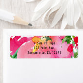 ピンクウォーターカラーフラワーフローラ夏ブライダルシャワー ラベル (インサイチュ)