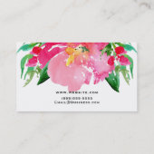 ピンクウォーターカラーフラワーフローラ夏美しいシック 名刺 (裏面)