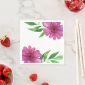 ピンクウォーターカラーフラワーフローラ春ブライダルシャワー スタンダードカクテルナプキン (インサイチュ)