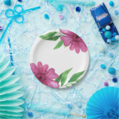 ピンクウォーターカラーフラワーフローラ春ブライダルシャワー ペーパープレート (パーティー)