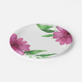 ピンクウォーターカラーフラワーフローラ春ブライダルシャワー ペーパープレート (アングル)