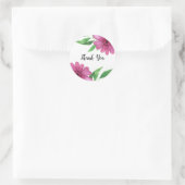 ピンクウォーターカラーフラワーフローラ春ブライダルシャワー ラウンドシール (バッグ)