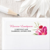 ピンクウォーターカラーフラワーポシー差出人住所ラベル ラベル (インサイチュ)