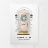 ピンクウォーターカラーフロントドア実在エテートマーケティング 三つ折りカード (カバー)