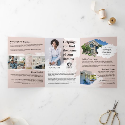 ピンクウォーターカラーフロントドア実在エテートマーケティング 三つ折りカード (内部)