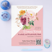 ピンクウォーターカラーフローラウィメンズチャーチリトリート チラシ (シングル)