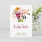 ピンクウォーターカラーフローラウィメンズチャーチリトリート 招待状 (スタンド正面)