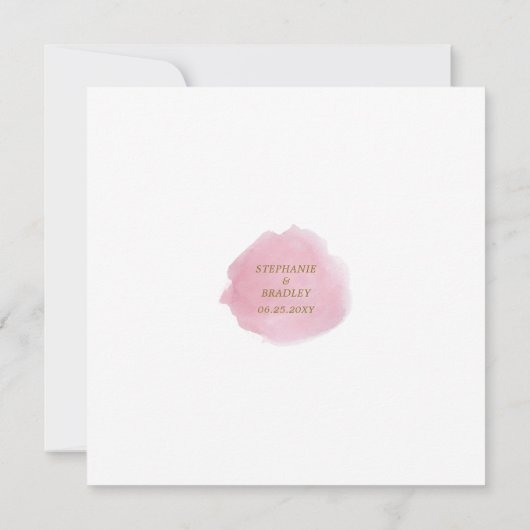 ピンクウォーターカラーフローラエレガクラシックントウェディング 招待状 (裏面)