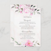 ピンクウォーターカラーフローラエレガントな結婚式詳細 エンクロージャーカード (正面/裏面)