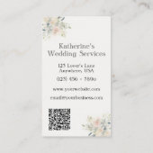 ピンクウォーターカラーフローラエレガントウェディングプランナー 名刺 (裏面)