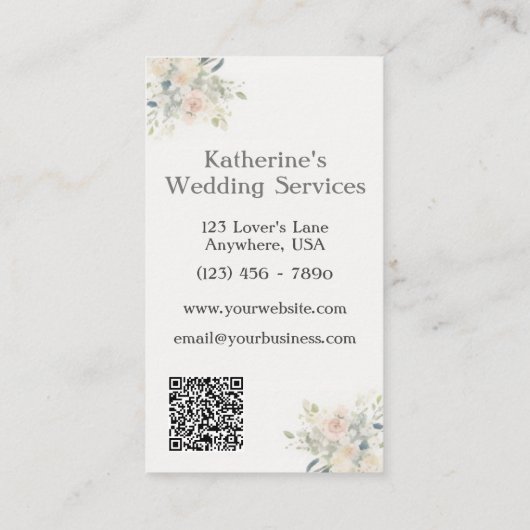 ピンクウォーターカラーフローラエレガントウェディングプランナー 名刺 (裏面)