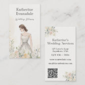 ピンクウォーターカラーフローラエレガントウェディングプランナー 名刺 (正面/裏面)