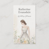 ピンクウォーターカラーフローラエレガントウェディングプランナー 名刺 (正面)