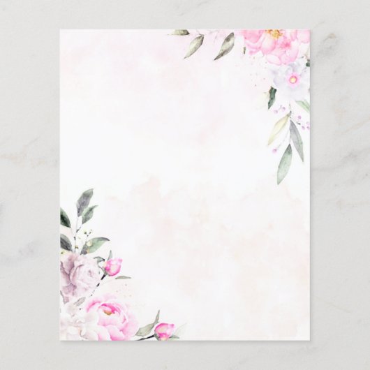 ピンクウォーターカラーフローラエレガントウェディング招待状 (裏面)