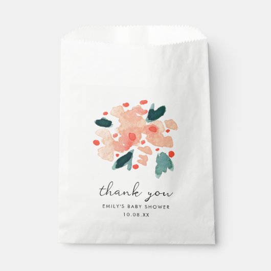 ピンクウォーターカラーフローラガーデンありがとう フェイバーバッグ (正面)