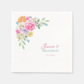 ピンクウォーターカラーフローラガーデンティーパーティー結婚 スタンダードカクテルナプキン (正面)