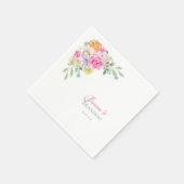 ピンクウォーターカラーフローラガーデンティーパーティー結婚 スタンダードカクテルナプキン (角)