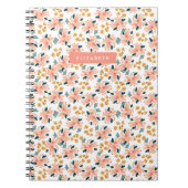 ピンクウォーターカラーフローラガーデンパーソナライズされた ノートブック (正面)