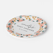 ピンクウォーターカラーフローラガーデンベビーシャワー ペーパープレート (アングル)