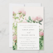 ピンクウォーターカラーフローラガーデン婚約 招待状 (正面)