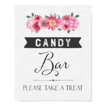 ピンクウォーターカラーフローラキャンディバー結婚ズサイン