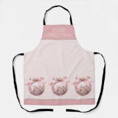ピンクウォーターカラーフローラクリスマスオーナメント エプロン (正面)