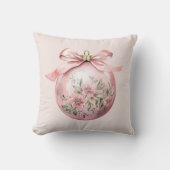 ピンクウォーターカラーフローラクリスマスオーナメント クッション (正面)
