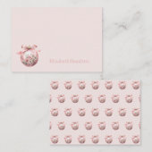 ピンクウォーターカラーフローラクリスマスオーナメント ノートカード (正面/裏面)