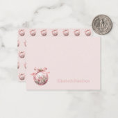 ピンクウォーターカラーフローラクリスマスオーナメント ノートカード (正面/裏面インサイチュ)