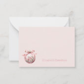 ピンクウォーターカラーフローラクリスマスオーナメント ノートカード (正面)