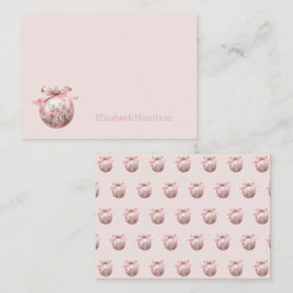 ピンクウォーターカラーフローラクリスマスオーナメント ノートカード