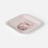 ピンクウォーターカラーフローラクリスマスオーナメント ペーパープレート (傾斜あり)