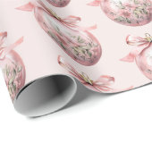 ピンクウォーターカラーフローラクリスマスオーナメント ラッピングペーパー (ロールコーナー)